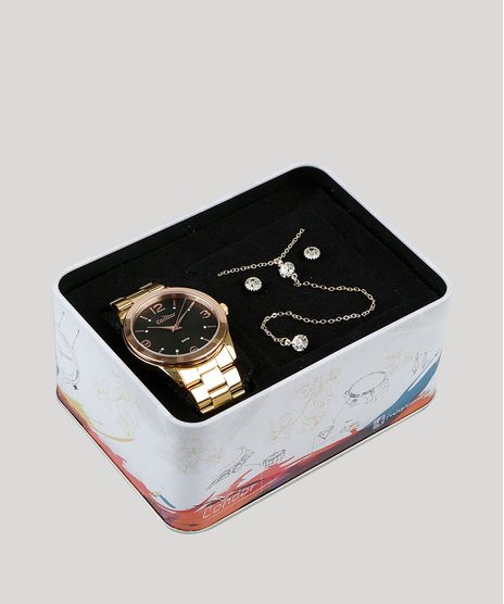 Kit-de-Relogio-Analogico-Condor-Feminino---Brinco---Colar---CO2036KURK4P-Dourado-9338239-Dourado_1