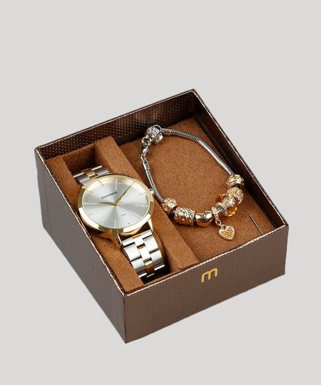 Kit-de-Relogio-Analogico-Mondaine-Feminino---Pulseira---53659LPMVBE2KA-Dourado-9398411-Dourado_1