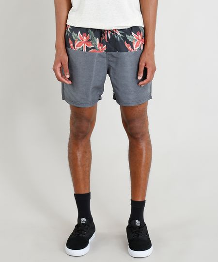 Short-Masculino-com-Estampa-Floral-e-Cordao-Preto-9321614-Preto_1