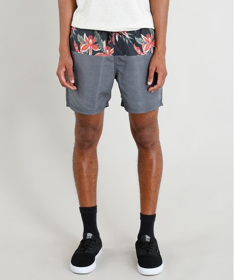 Short-Masculino-com-Estampa-Floral-e-Cordao-Preto-9321614-Preto_1