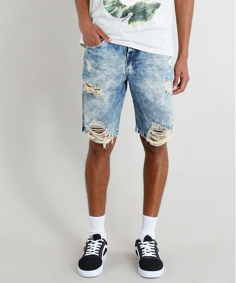 Bermuda-Jeans-Masculina-Destroyed-Marmorizada-Azul-Medio-9386394-Azul_Medio_1