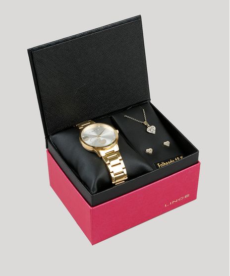 Kit-de-Relogio-Analogico-Lince-Feminino---Brinco---Colar---LRGH078L-KV26S1KX-Dourado-9401234-Dourado_1