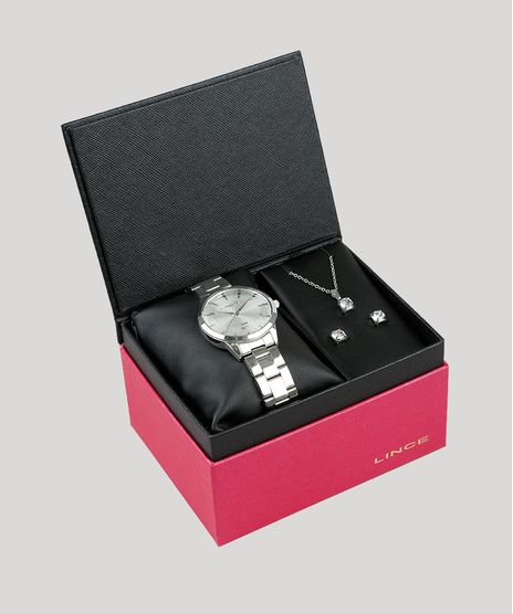 Kit-de-Relogio-Analogico-Lince-Feminino---Brinco---Colar---LRM4563L-KD63S1SX-Prateado-9401134-Prateado_1