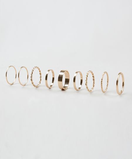 Kit-de-9-Aneis-Femininos-Dourado-9261932-Dourado_1