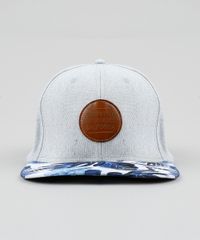 Bone-Masculino-Aba-Reta-com-Estampa-de-Folhas-Cinza-Claro-9380438-Cinza_Claro_1