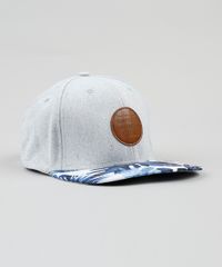 Bone-Masculino-Aba-Reta-com-Estampa-de-Folhas-Cinza-Claro-9380438-Cinza_Claro_2