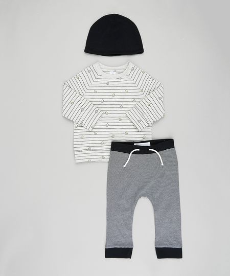 Conjunto-infantil-de-Blusao-Estampado-de-Patinhos---Calca-Listrada---Gorro-Preto-9208951-Preto_1
