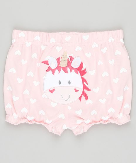 Short-Infantil-Unicornio-Estampado-de-Coracoes-com-Babados-Rosa-Claro-9188404-Rosa_Claro_1