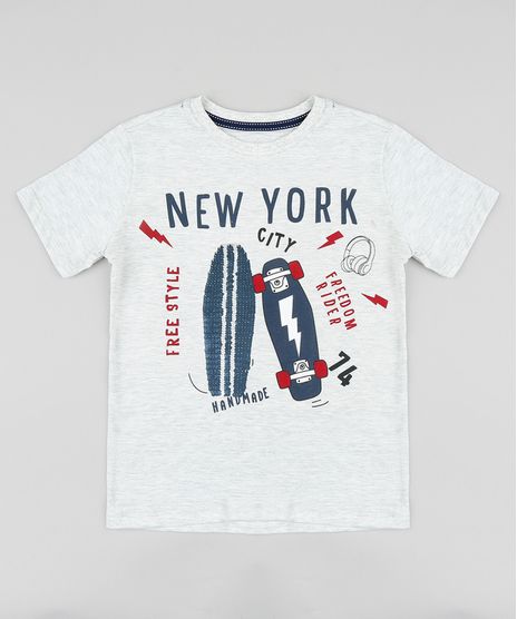 Camiseta-Infantil--New-York--com-Paetes-Dupla-Face-Manga-Curta-Gola-Careca-Cinza-Mescla-Claro-9428470-Cinza_Mescla_Claro_1