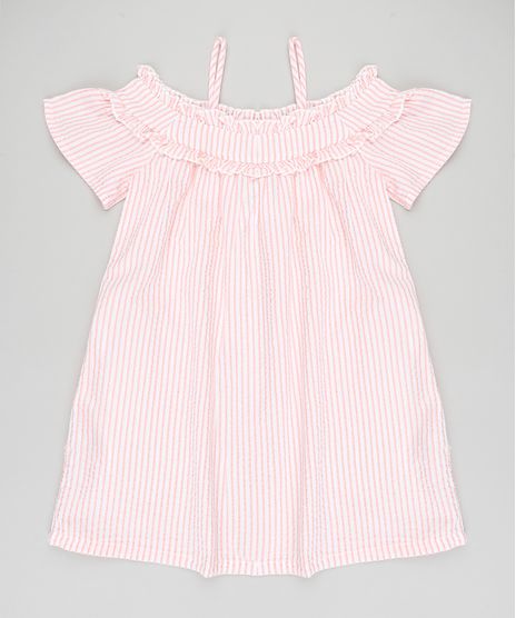 Vestido-Infantil-Open-Shoulder-Listrado-Manga-Curta-Coral-9182798-Coral_1