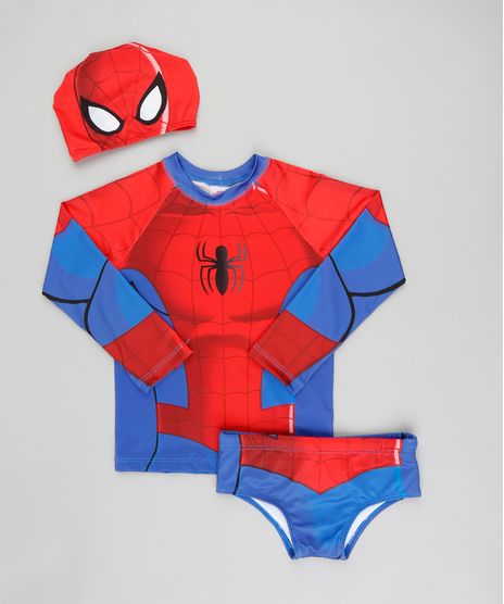 Conjunto-de-Camiseta-de-Praia-Infantil-Homem-Aranha---Sunga---Touca-Azul-Royal-9300705-Azul_Royal_1