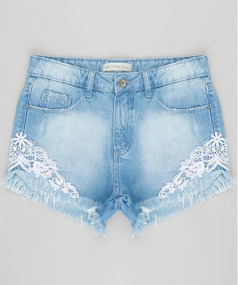 Short-Jeans-Infantil-com-Renda-e-Barra-Desfiada-Azul-Claro-9418359-Azul_Claro_1