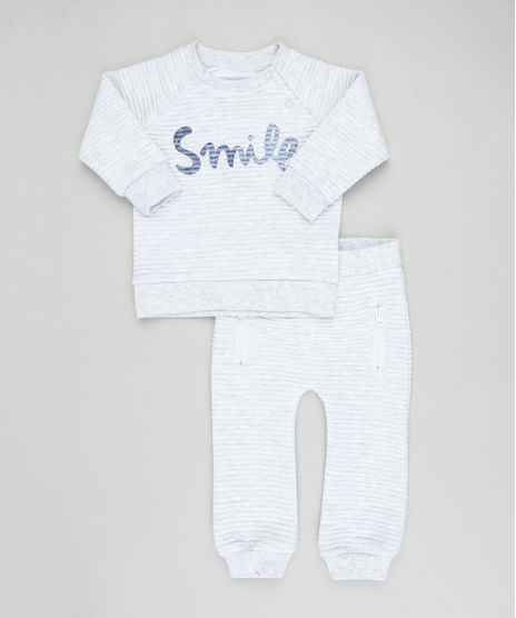 Conjunto-Infantil-de-Blusao--Smile--em-Moletom-Canelado---Calca-Cinza-Mescla-Claro-9200192-Cinza_Mescla_Claro_1