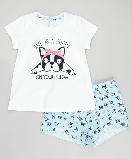 Pijama-Infantil--Love-is-A-Puppy--Manga-Curta-com-Estampa-de-Bulldog-Off-White-9405734-Off_White_1