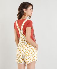 Jardineira-de-Sarja-Feminina-Estampada-de-Girassol-com-Botoes-Branca-9405606-Branco_2