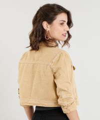 Jaqueta-de-Sarja-Feminina-Cropped-com-Bolsos-Bege-9346380-Bege_2