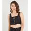 Top-Cropped-de-Sarja-Feminino-Estampado-Floral-com-Botoes-Preto-9372317-Preto_1