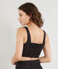 Top-Cropped-de-Sarja-Feminino-Estampado-Floral-com-Botoes-Preto-9372317-Preto_2