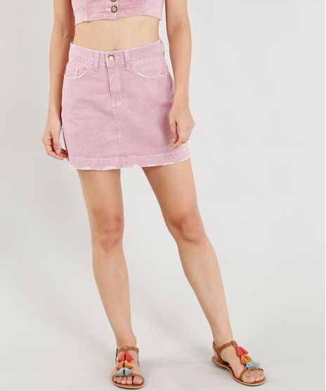 Saia-Feminina-Estampada-Pied-de-Poule-Curta-Vermelha-9365631-Vermelho_1