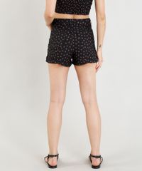 Short-de-Sarja-Feminino-Hot-Pant-Estampado-Floral-com-Barra-Dobrada-Preto-9372311-Preto_2