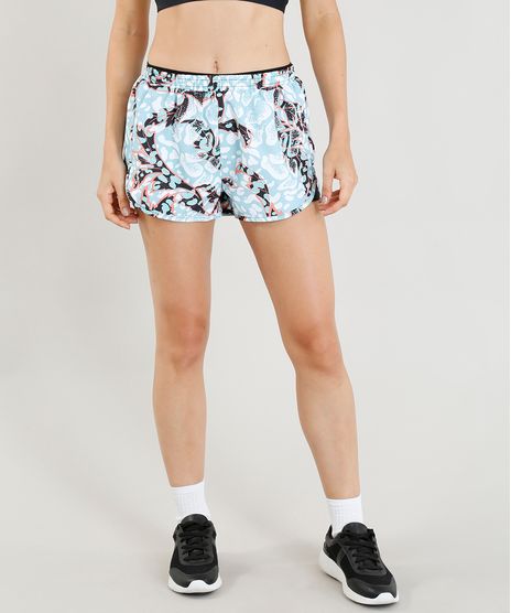 Short-Feminino-Running-Esportivo-Ace-Estampado-de-Folhagens-com-Forro-Azul-Claro-9358767-Azul_Claro_1