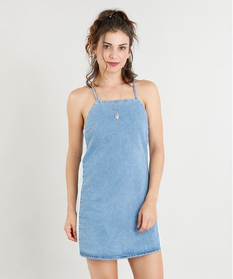 Vestido-Jeans-Feminino-Curto-com-Faixa-Lateral-Azul-Claro-9365633-Azul_Claro_1