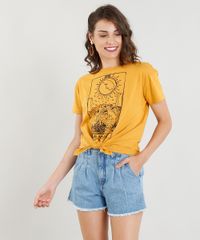 Blusa-Feminina-Tarot-com-No-Manga-Curta-Decote-Redondo-Mostarda-9388292-Mostarda_1