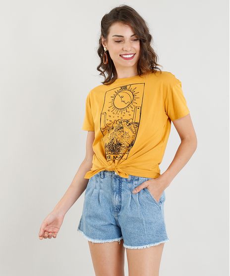 Blusa-Feminina-Tarot-com-No-Manga-Curta-Decote-Redondo-Mostarda-9388292-Mostarda_1