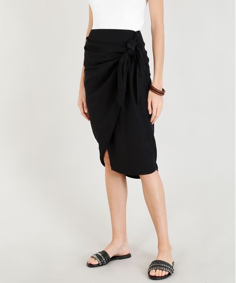 Saia-Feminina-Midi-Transpassada-com-No-Preta-9376490-Preto_1