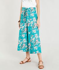 Calca-Pantacourt-Feminina-Estampada-Floral-com-Linho-e-Faixa-para-Amarrar-Verde-9388727-Verde_1