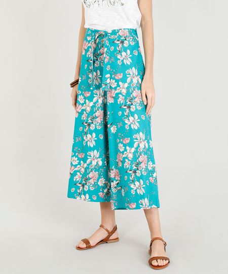 Calca-Pantacourt-Feminina-Estampada-Floral-com-Linho-e-Faixa-para-Amarrar-Verde-9388727-Verde_1