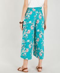 Calca-Pantacourt-Feminina-Estampada-Floral-com-Linho-e-Faixa-para-Amarrar-Verde-9388727-Verde_2