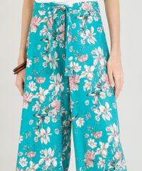 Calca-Pantacourt-Feminina-Estampada-Floral-com-Linho-e-Faixa-para-Amarrar-Verde-9388727-Verde_4