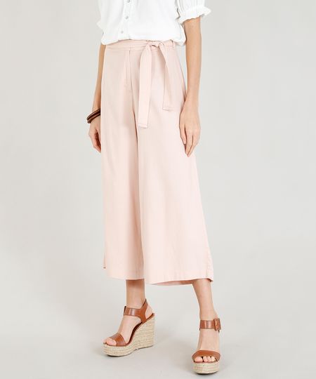 Calca-Pantacourt-Feminina-com-Linho-e-Faixa-para-Amarrar-Rose-9388726-Rose_1