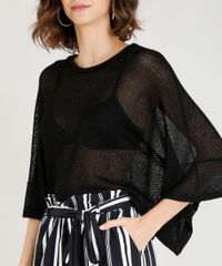 Blusa-Feminina-Ampla-em-Trico-Manga-Curta-Decote-Redondo-Preta-9388150-Preto_4