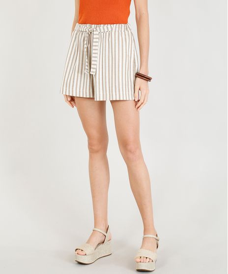 Short-Feminino-Clochard-Listrado-em-Linho-com-Faixa-de-Amarrar-Kaki-9399029-Kaki_1