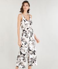 Macacao-Pantacourt-Feminino-com-Vazado-Estampado-de-Folhagem-Decote-V--Off-White-9369556-Off_White_1