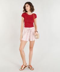 Blusa-Feminina-Basica-Botone-Manga-Curta-Decote-Redondo-Vinho-9278286-Vinho_3