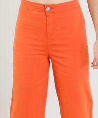 Calca-de-Sarja-Pantacourt-Feminina-Cintura-Alta-Laranja-9386755-Laranja_4