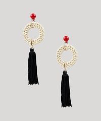 Brinco-Feminino-com-Argola-de-Palha-e-Tassel-Preto-9301848-Preto_1