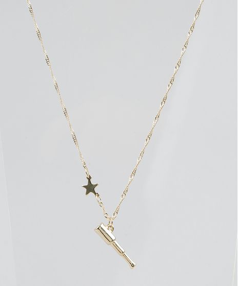 Colar-Feminino-com-Pingente-de-Luneta-e-Estrela-Dourado-9292887-Dourado_1