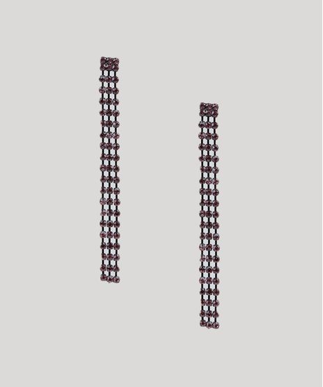Brinco-Feminino-com-Franja-de-Strass-Grafite-9281026-Grafite_1