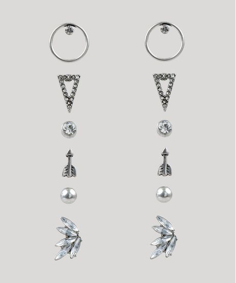 Kit-de-6-Brincos-Femininos-Prateado-9281039-Prateado_1