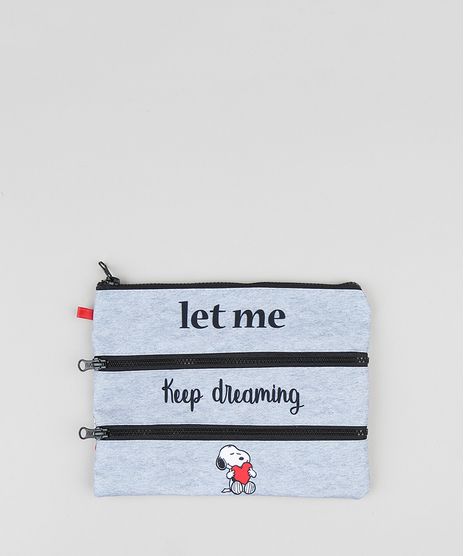 Necessaire-Feminina-Snoopy-Estampada-com-Divisorias-Cinza-Mescla-9422766-Cinza_Mescla_1