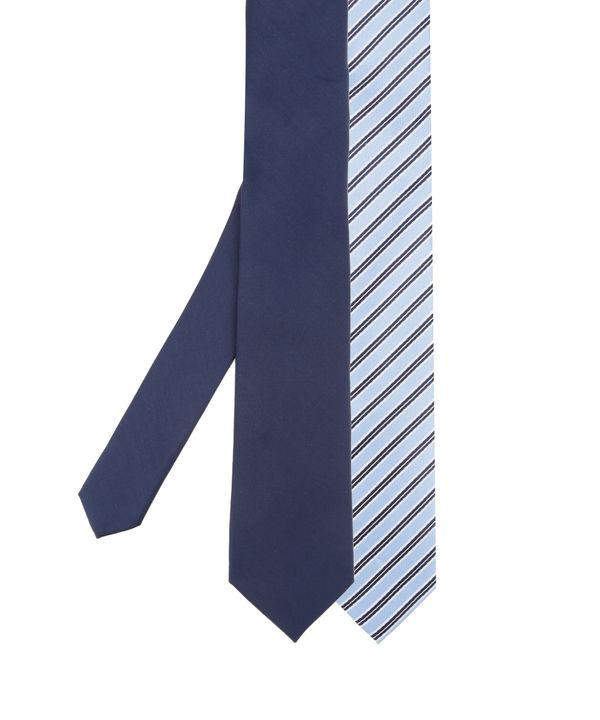 Kit de 2 Gravatas em Jacquard Azul Unico