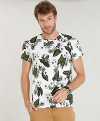 Camiseta-Masculina-Slim-Fit-Estampada-de-Folhagem-e-Caveira-Manga-Curta-Gola-Careca-Branca-9385989-Branco_1