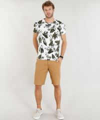 Camiseta-Masculina-Slim-Fit-Estampada-de-Folhagem-e-Caveira-Manga-Curta-Gola-Careca-Branca-9385989-Branco_3