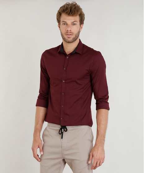 Camisa-Masculina-Slim-Manga-Longa-Vinho-9343393-Vinho_1