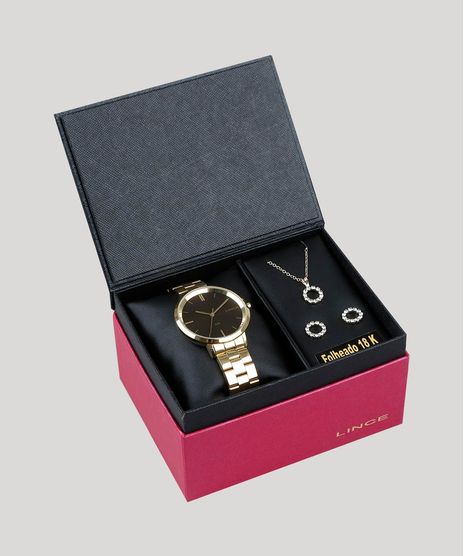 Kit-de-Relogio-Analogico-Lince-Feminino---Brinco---Colar---LRG617L-N1KX-Dourado-9474556-Dourado_1
