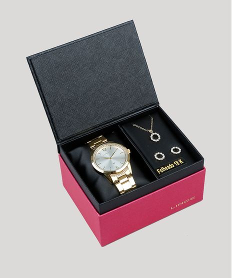 Kit-de-Relogio-Analogico-Lince-Feminino---Brinco---Colar---LRGJ075L-S2KX--Dourado-9474580-Dourado_1
